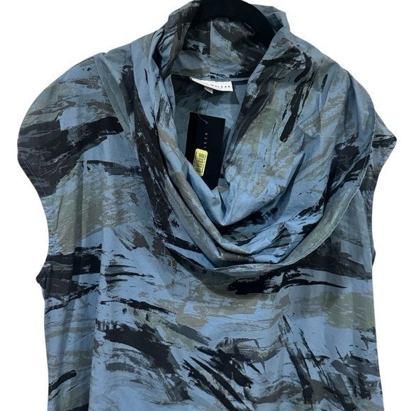 NEW Bryn Walker Noa Tunic in Blue and Black Brushed Watercolor Women's Size M - Picture 3 of 12